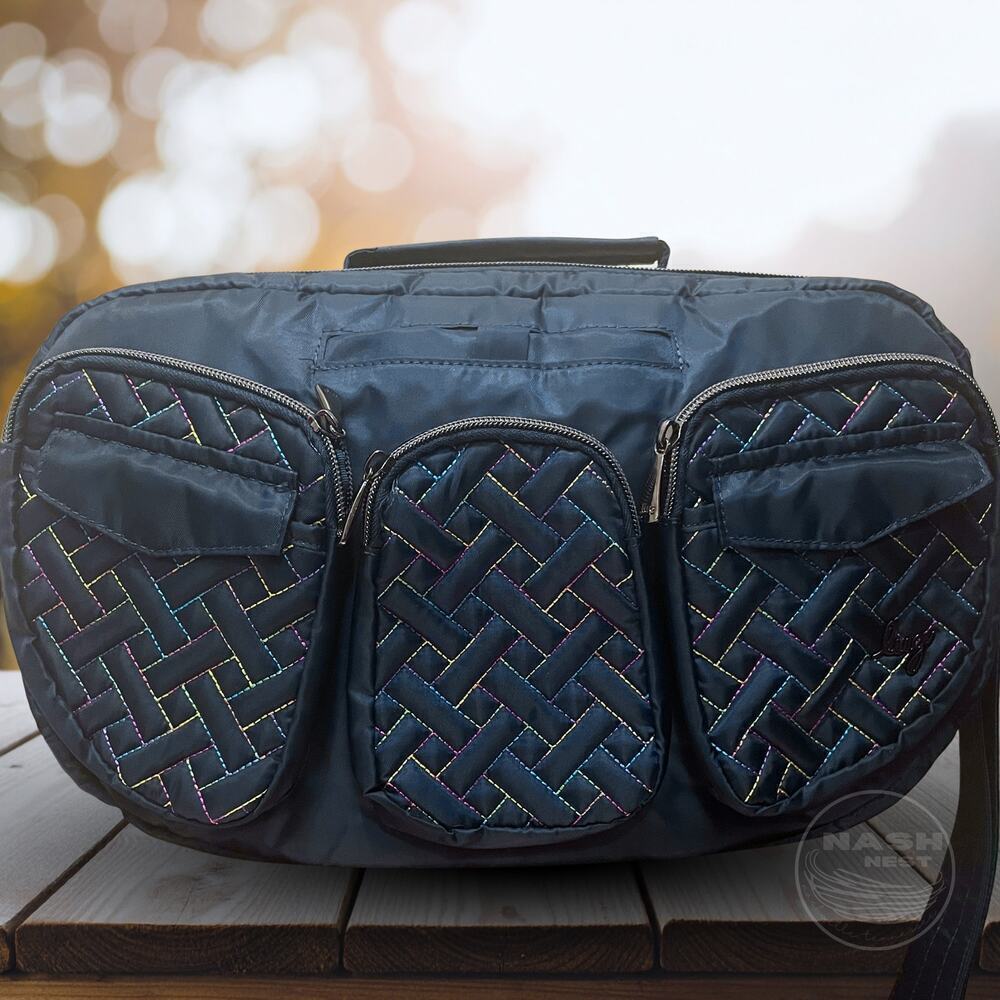 Lug Railcar Crossbody Tote | Navy Indigo Blue Unicorn Stitch Popstitch RFID NWOT